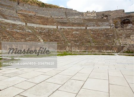 The remains of the large Amphitheater (Coliseum) in the city of Ephesus in modern day Turkey