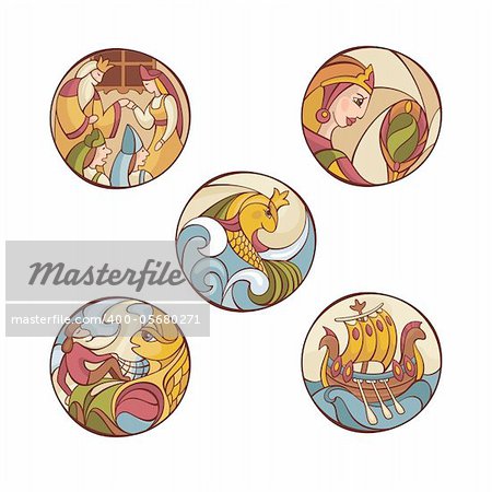 set of different fairytale characters vector illustration