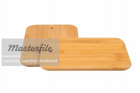 Wooden cutting board isolated on white background