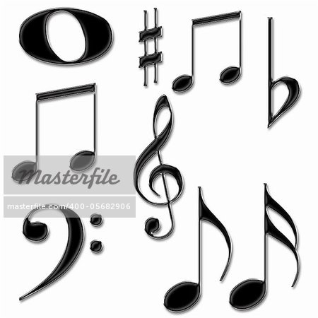 Music notes symbols isolated on a White background