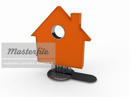 3d home key house home orange security