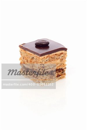 Tart with coffee isolated on white background