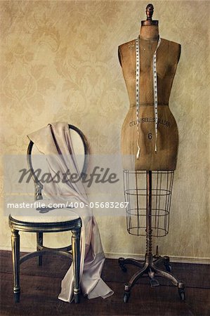 Antique dress form and chair with vintage feeling