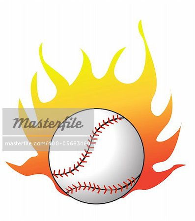 Baseball with flames vector