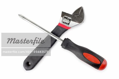 Color photo of a screwdriver and wrench