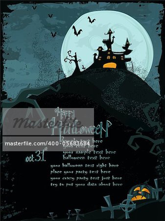 Halloween vector series. Halloween vector template with haunted castle