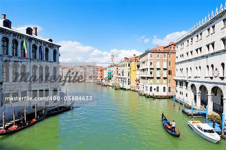 Gondolas on the Grand Canal of Venice