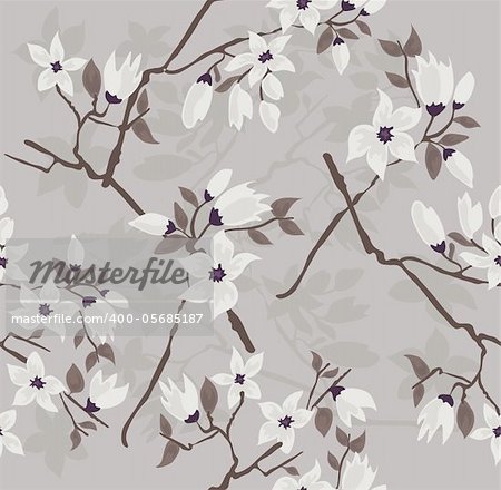 Cute and modern cherry blossom seamless pattern.