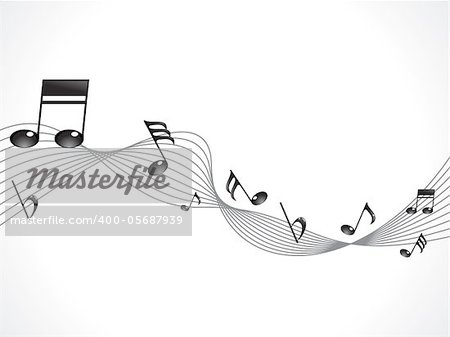 abstract musical note with wave vector illustration