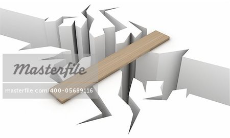 Transition over a precipice in the form of a wooden board