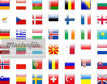 Buttons of european flags - vector