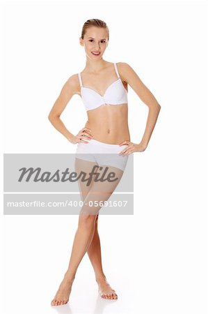 Perfect beautiful body of young girl , isolated on a white background