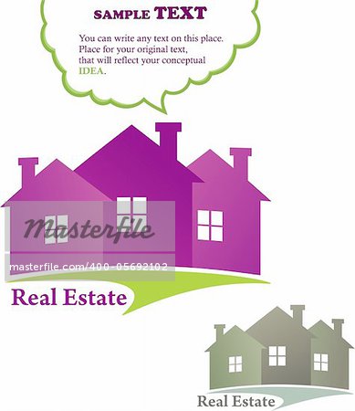 Three houses (real estate). Vector Illustration.