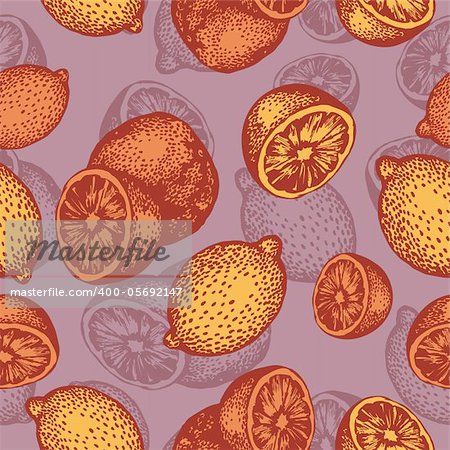 abstract vector seamless retro background with orange and lemon