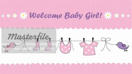 Welcome baby girl pink shower invitation announcement