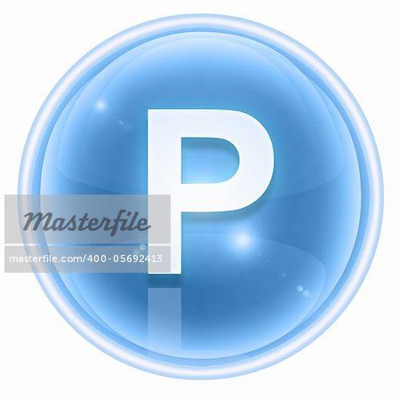Ice font icon. Letter P isolated on white background