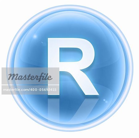Ice font icon. Letter R, isolated on white background