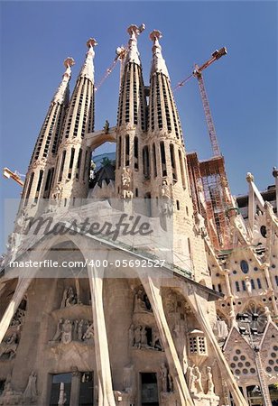 Sagrada Familia Cathedral in the city Barcelona, Spain