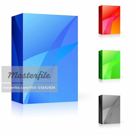 CD box of different colors. Illustration on white background for design.