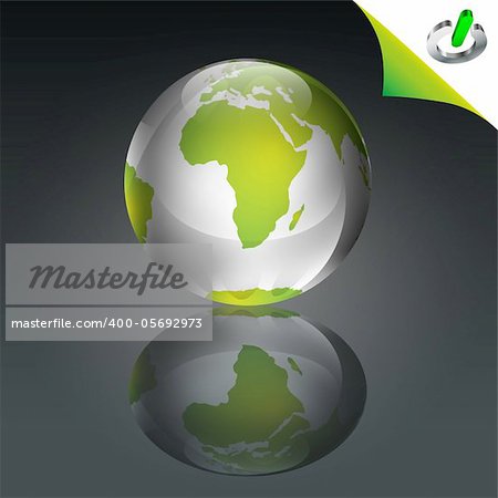 Conceptual green globe with green power icon (EPS10 - Gradient, Transparency, Mesh)