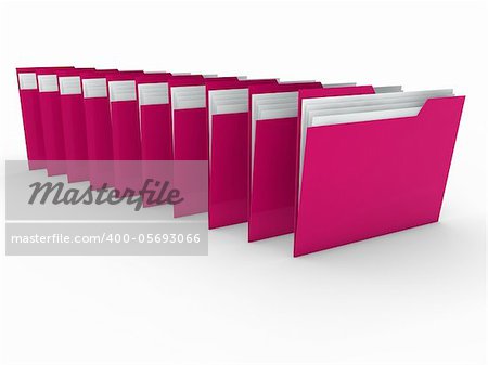3d folder pink file paper data business