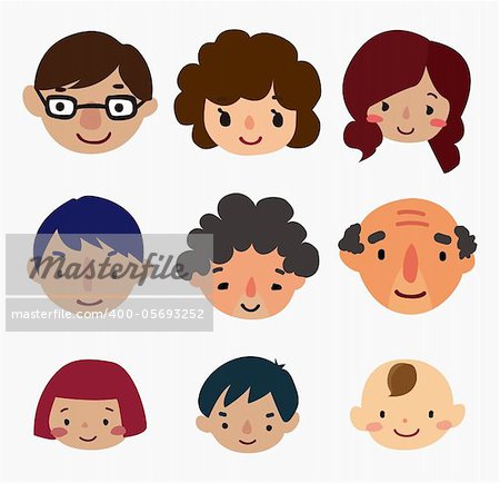 cartoon family face icons