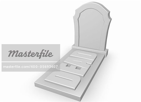 gravestone with the word dead on white background - 3d illustration