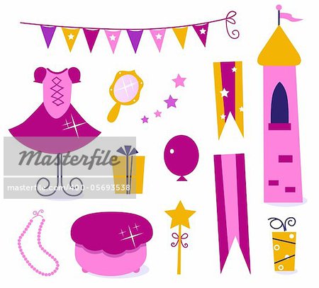 Vector collection of design elements for Princess Party.