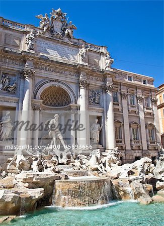 Trevi fountain during a sunny day, Rome, Italy