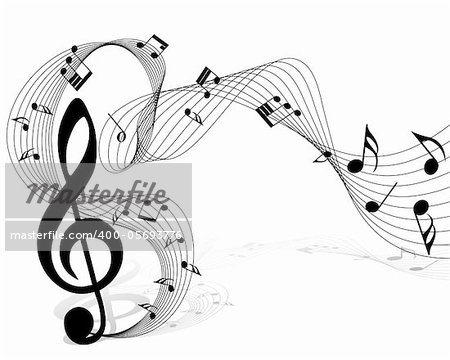 Vector musical notes staff background for design use