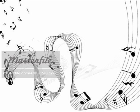 Vector musical notes staff background for design use