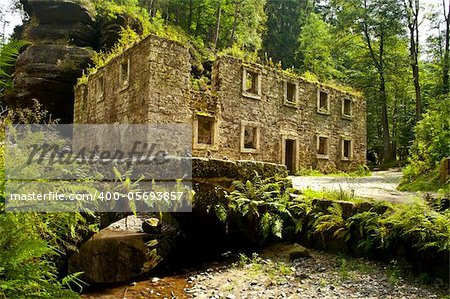 romantic ruin of old millhouse