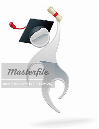 A metal cartoon mascot character graduation concept