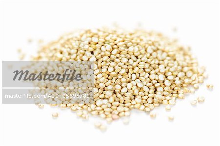 Pile of quinoa grain on white background