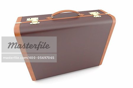 High quality 3d image of  an old dark suitcase