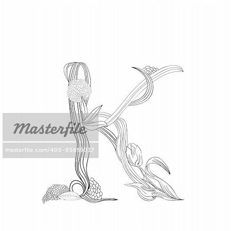 Floral font, Letter K Floral font, Letter K