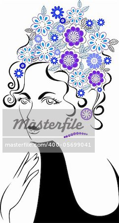 portrait of a beautiful woman with hair flower