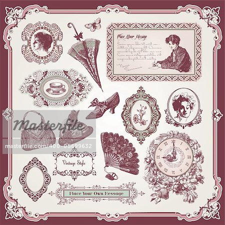 Vector illustration - collection of vintage elements