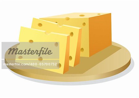 Vector illustration of a cheese, isolated on white background