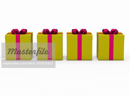 3d gift box series gold pink ribbon