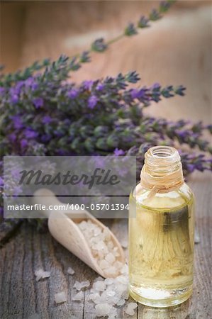 Spa setting with lavender, towel and natural soap