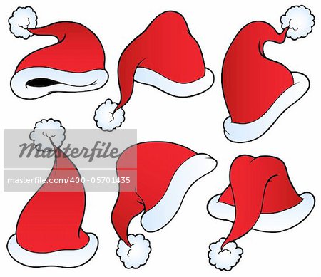 Christmas hats collection - vector illustration.