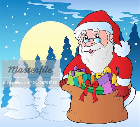 Winter scene with Christmas theme 2 - vector illustration.