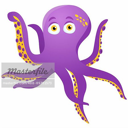 Vector - Purple Octopus Isolated on white