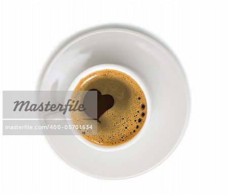 Coffee in white cup isolated on white background