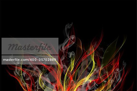 Abstract background of colorful flames and smoke