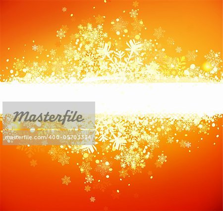 Vector illustration of abstract grunge christmas banner on the orange background