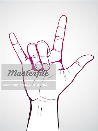 Illustration of hand in rock / love hand sign