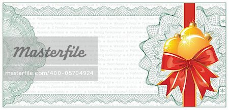 Golden Christmas Gift Certificate or Discount Coupon template / with text "Marry Christmas" on background / vector