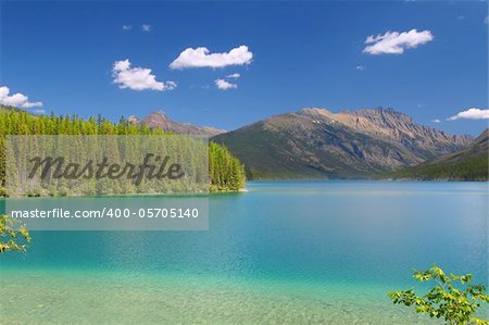 Kintla Lake in Glacier National Park on a beautiful summer day.